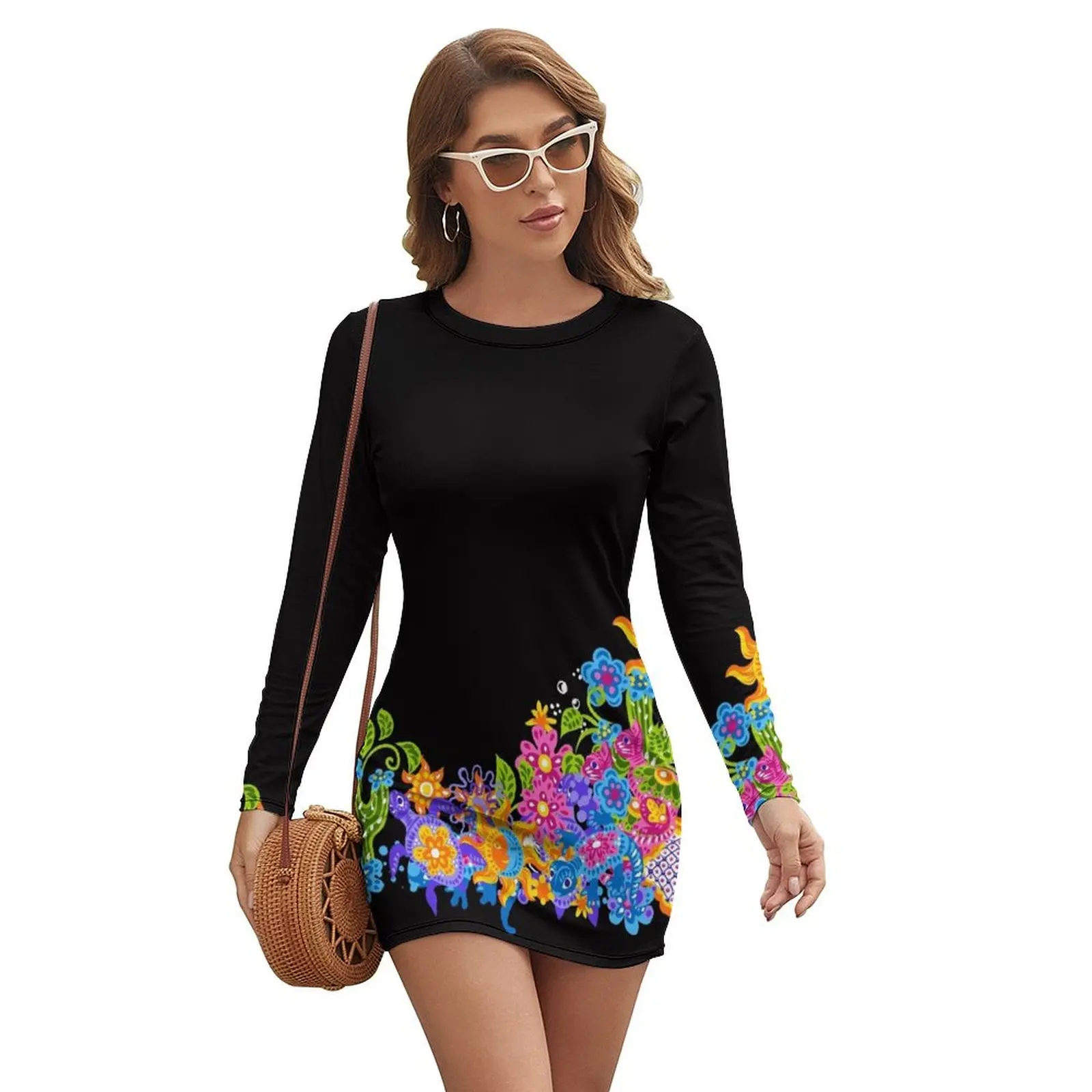 

Mexican Talavera Pattern Long-sleeved Dress party dresses women loose women's dress Dress woman Woman dresses