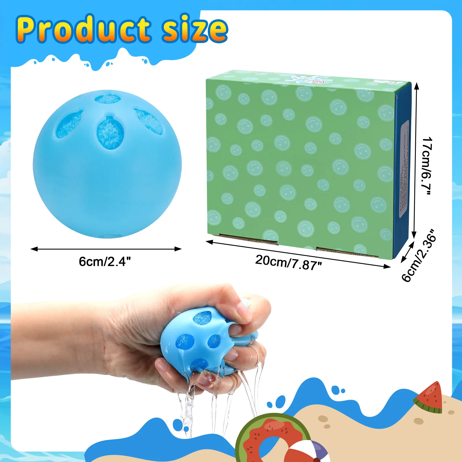 6 Pcs Reusable Water Balloons, Latex-Free Soft Silicone Water Splash Ball, Silicone Surround Ball Noctilucent Ball