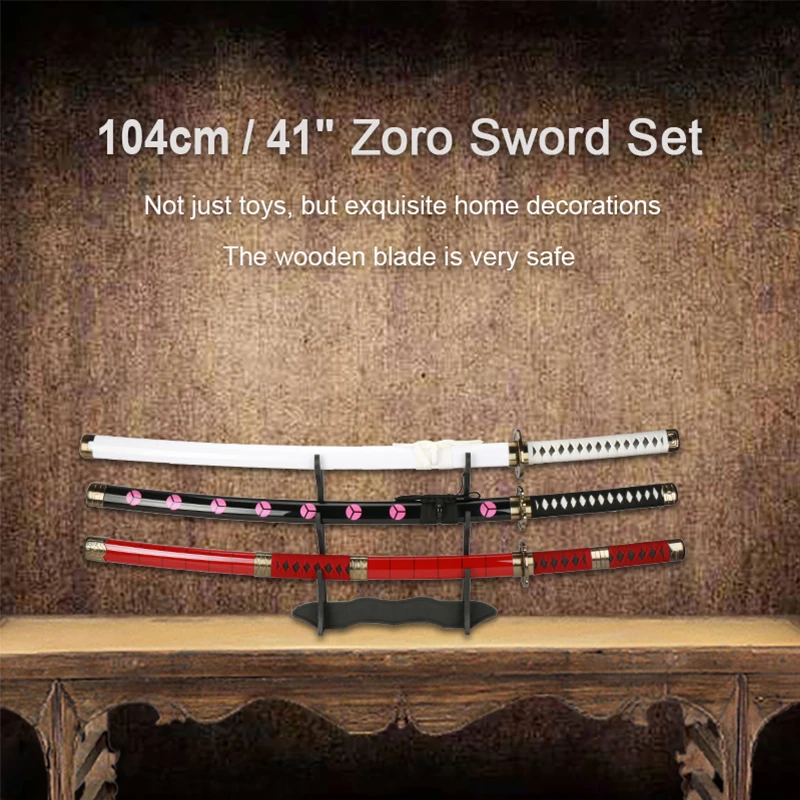 104Cm Roronoa Zoro Spade Fatte A Mano Katana Anime Giapponesi Cosplay Samurai Sword Shusui Enma Kitetsu Free Sword Holder E Belt