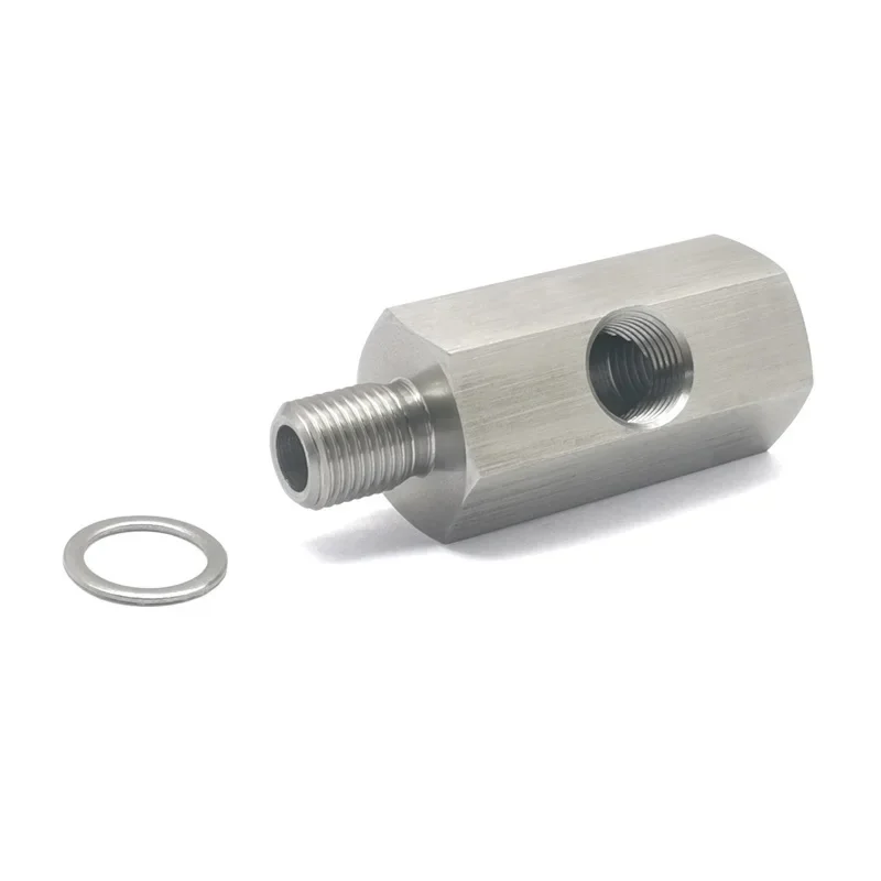 Oil Pressure Sensor Tee M10x1.0 to M10x1.0 Adapter Side Holes 1/8NPT Female Turbo Supply Feed Line Gauge 3