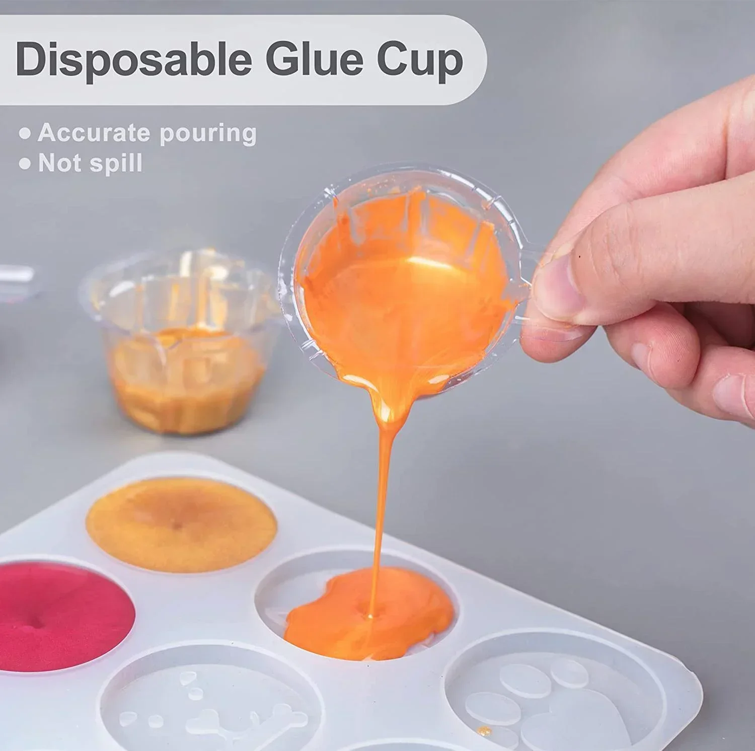 40ML plastic disposable cups dispenser silicone resin mold kit 100/50/10Pcs for DIY epoxy resin jewelry making