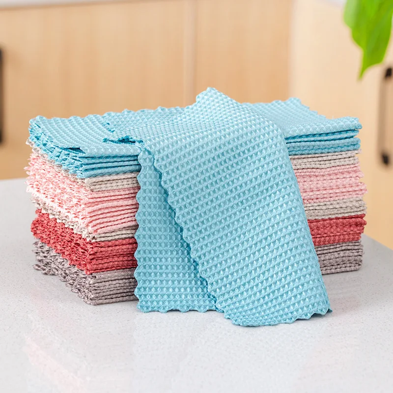 10 pièces chiffon de nettoyage en microfibre réutilisable cuisine  dégraissage torchon absorbant chiffons pour vitres - AliExpress