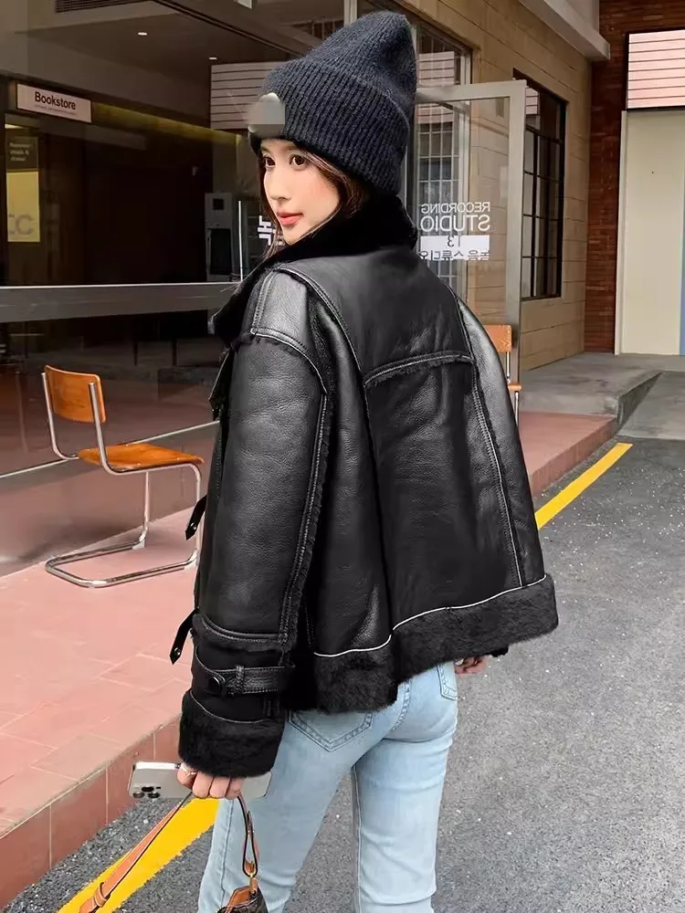 Womens leather jacket with wool lining Clearance