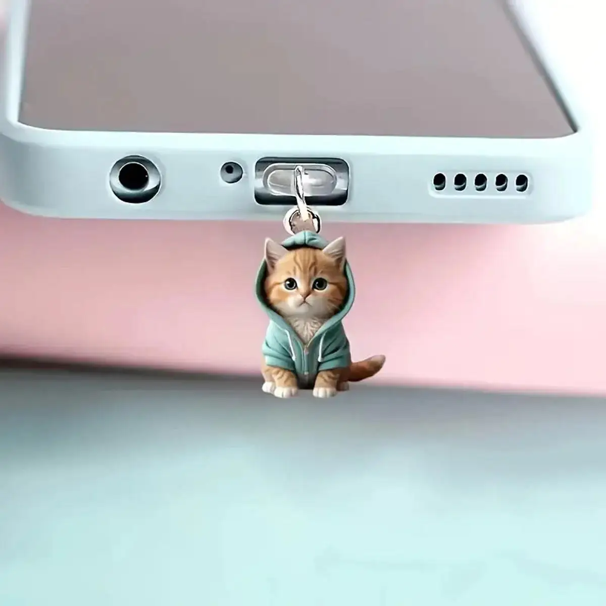 귀여운 고양이 모양 범용 먼지 방지 플러그, 휴대폰 충전 포트 장 걸이형 먼지 방지 플러그, 아이폰, 화웨이, 타입C 인터페이스 액세서리