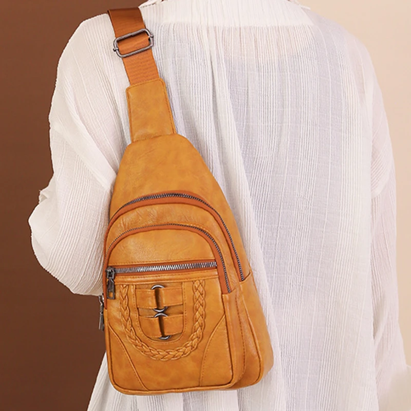 

Модная женская нагрудная сумка, кожаный саквояж кросс-боди высокого качества для девушек, стильная дамская сумочка на ремне, чемоданчик на талии