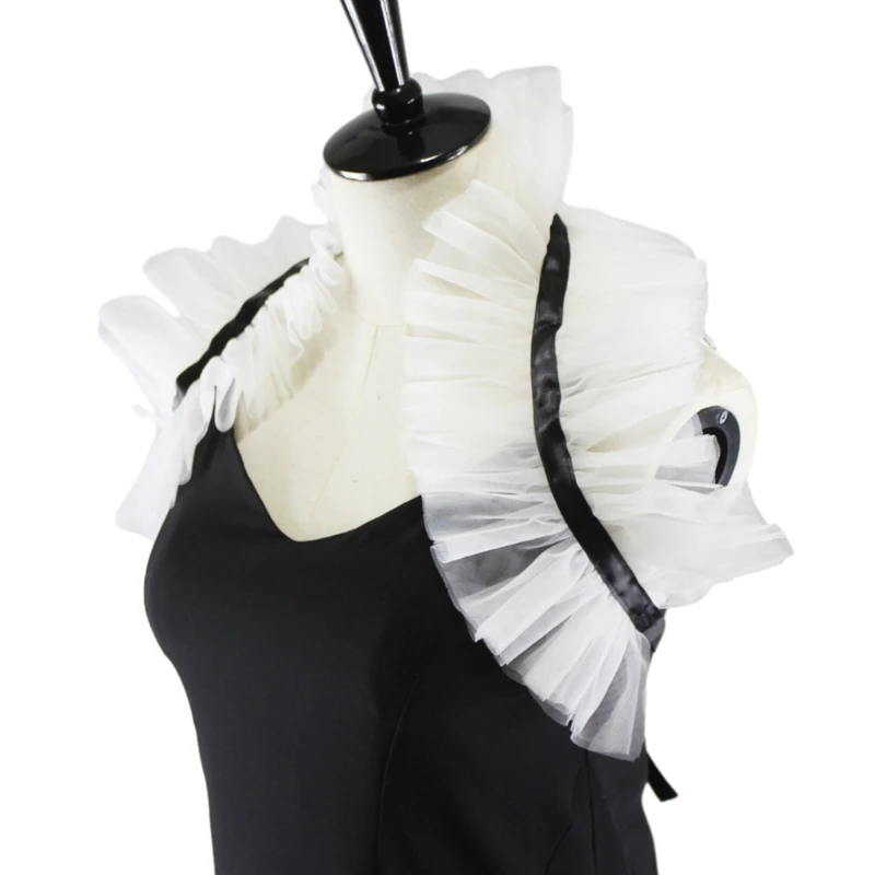 

Women Vintage Ruffled Shrug Shawl Fake Collar Jabot Steampunk Cosplay Costume