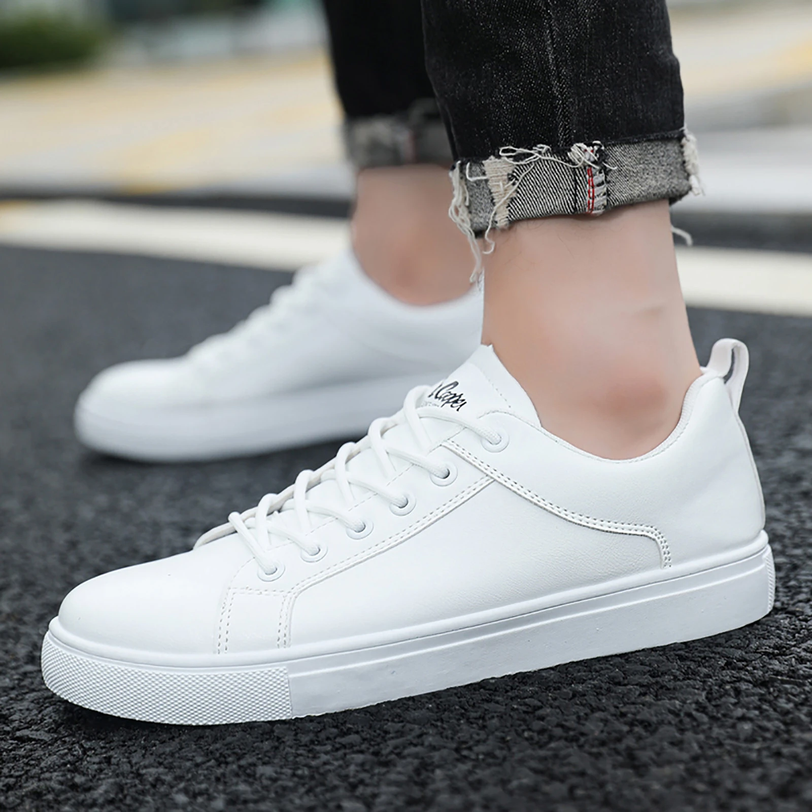 de informales para hombre, zapatillas de deporte Retro que combinan con todo, zapatos blancos pequeños, informales, Dc, Semi formales| - AliExpress