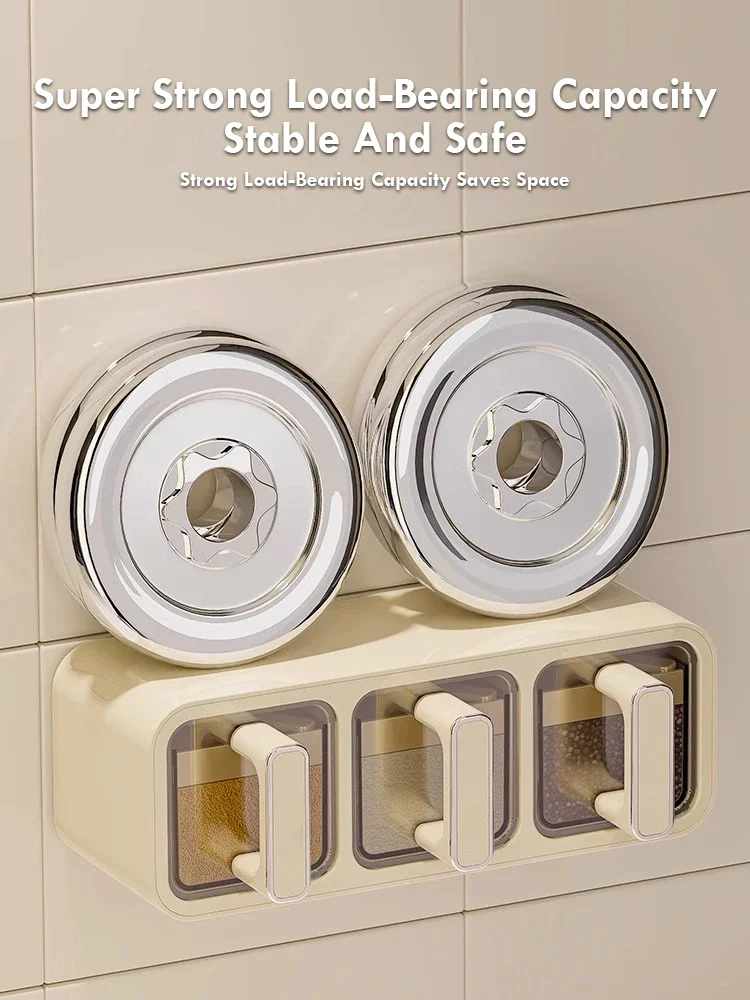 2/3 grid Kitchen Seasoning Storage Box Spice Seasoning Jar with Spoon Wall Mounted Seal Moisture-proof Clear Seasoning Box Sets