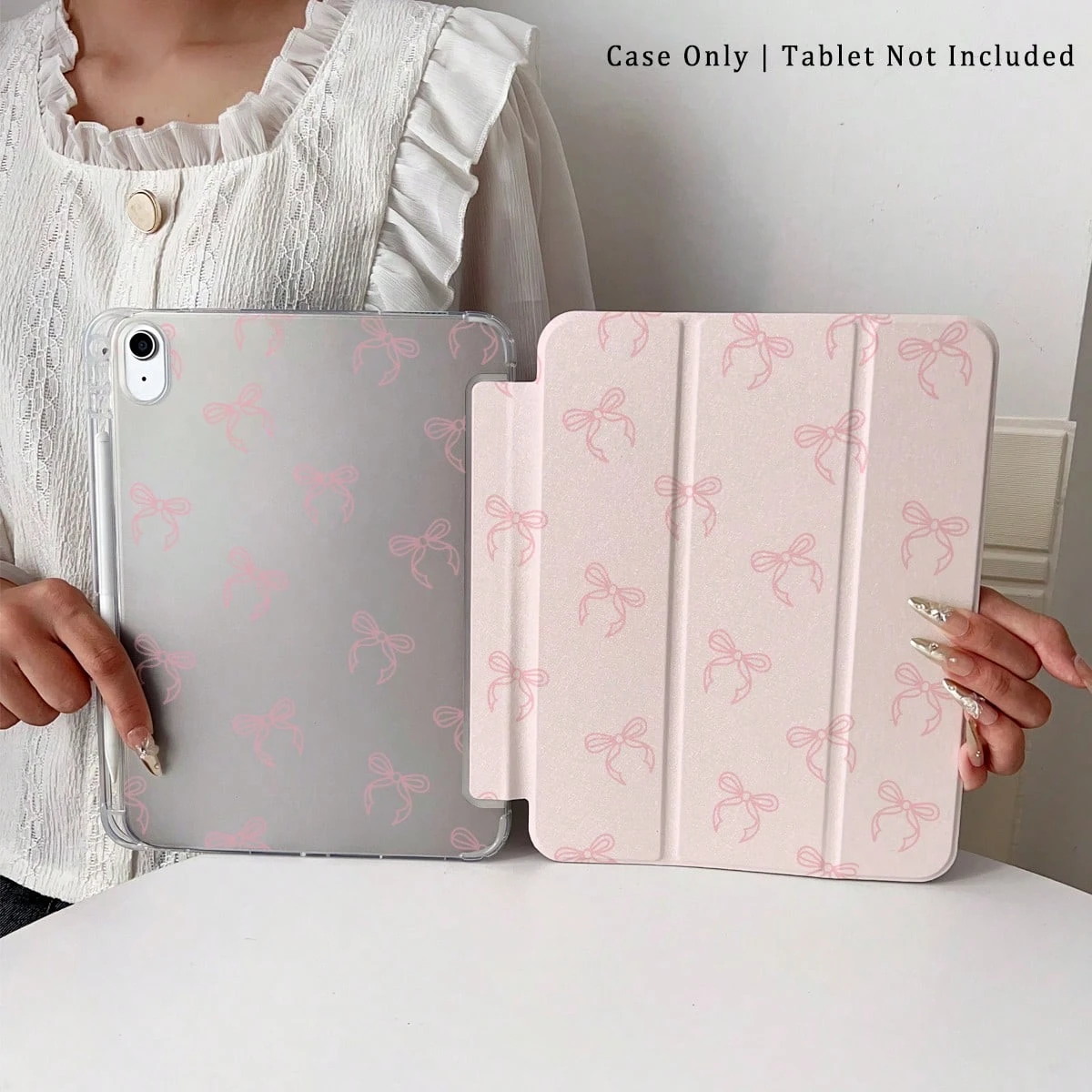 Pink Bowknot Tri-Fold Tablet Case