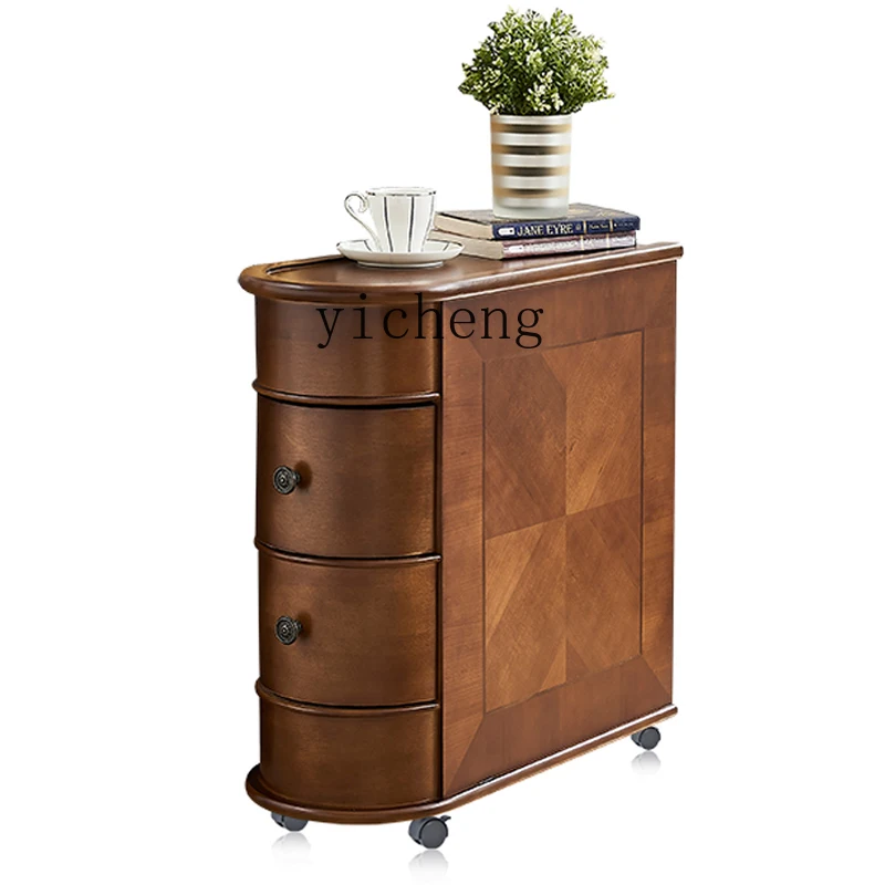 

ZC Sofa Side Table Cabinet Living Room Corner Table Solid Wood Small Coffee Table Household Square Table Corner Cabinet