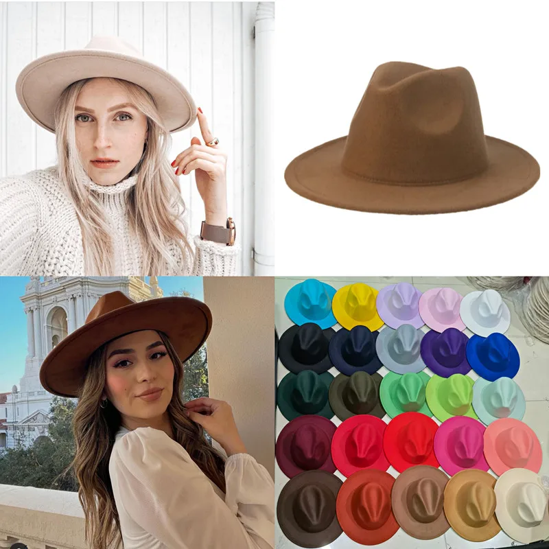 burgundy fedora hat Hat Hats for Women Fedoras Patchwork Felt Caps Men Fedora White Black New Fashion Luxury Hats for Men Sombreros De Mujer Gorros packable fedora