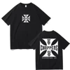 West Coast Choppers Cross Frame Print Tshirt Male Hip Hop Streetwear Oversized T-shirts Fashion Tees Men's Fleece Short Sleeve 1