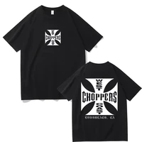 West Coast Choppers Cross Frame Print Tshirt Male Hip Hop Streetwear Oversized T-shirts Fashion Tees Men's Fleece Short Sleeve 1