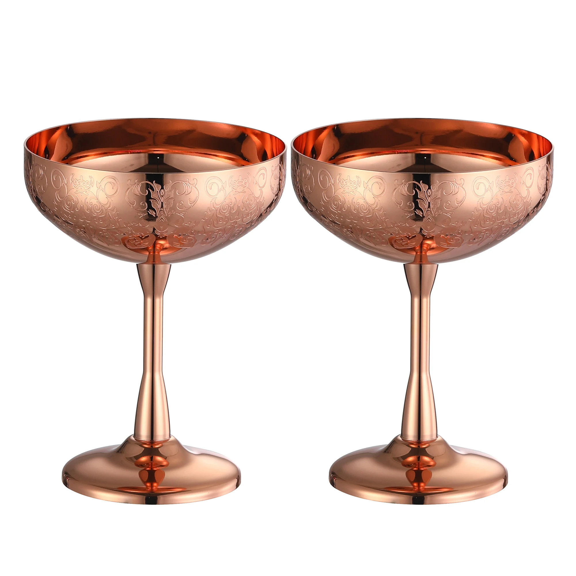 Stainless Steel Coupe Cocktail Glasses Set of 2, Unbreakable Cocktail Glasses for Margarita, Manhattan, Champagne