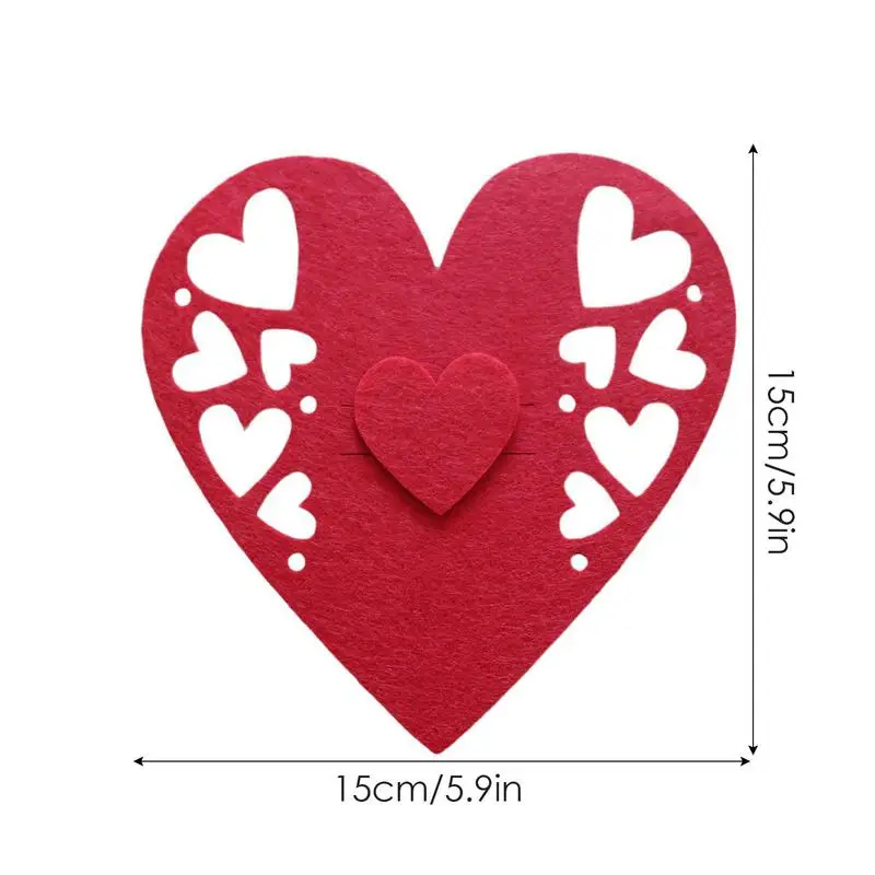 4pcs Valentines Day Cutlery Holder Heart Knife Fork Covers Table Decor Tableware Holder Bag Ornament Wedding Party Dinner Table