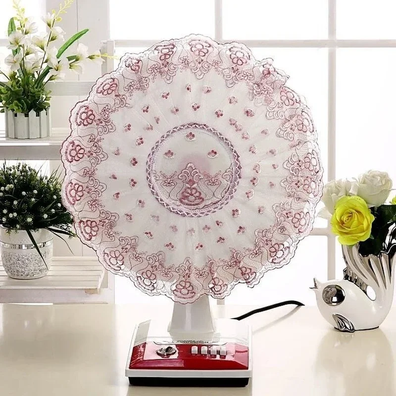 Electric Fan Covers Floral Decorative Table Dust Cover Household Universal Round Floor Anti-pinch Finger Protective Case