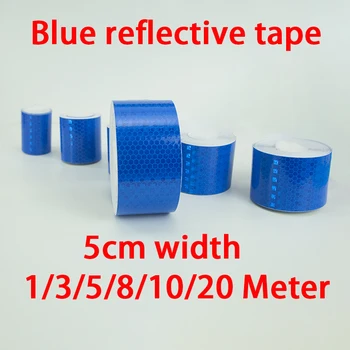 1pcs 5cm 1/3/5/8/10/20m Blue Reflective Tapes Self-adhesive Reflectors Warning Tape Night Safety Sticker For Bicycle Car 1