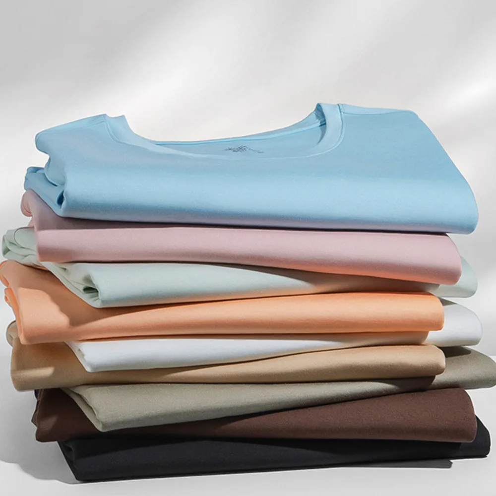 

Женская пижама из модала 94%, Высококачественная удобная футболка, одежда для сна с короткими рукавами, однотонные рубашки для сна с круглым вырезом, ночная рубашка