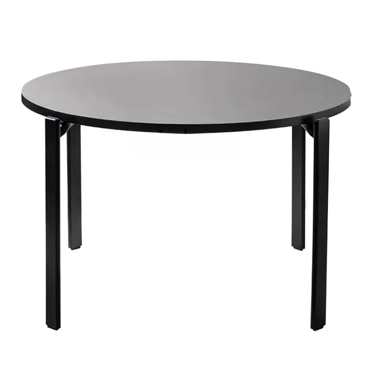 Tqh round Table Household Retro Small Apartment Cream Style Solid Wood Table