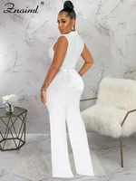 Znaiml Office Lady Jumpsuit High Waist Elegant Black One Pieces Chain Short Sleeve Straight Wide Leg Romper Birthday Overalls - Image 4
