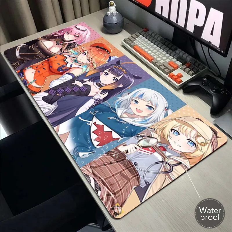 

Большой коврик для мыши Hololive, игровой коврик для мыши, геймерский коврик для мыши из натурального каучука, игровые аксессуары, коврики для клавиатуры, водонепроницаемый скоростной Настольный коврик