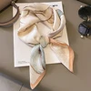 2024 New Fashion Square Imitation Silk Scarf Black And White Striped Head Wrap For Women Multifunction Silk Feeling Neckerchief 6