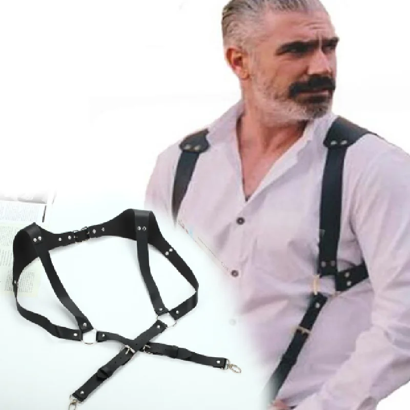 

Men's Suspenders Vintage Leather Straps Braces Suspender Men Harness Punk Chest Shoulder Belt Strap Fashion Apparel Accessories