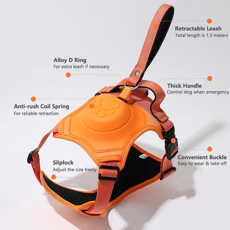 Pet Supplies Automatic Retractable Dog Leash with Harness No Pull Chest Adjustable Breast-band for Small Medium Large Dogs Pet Harness Leash Set Pet Harness Set Pet Leash Set Dog Traction Rope