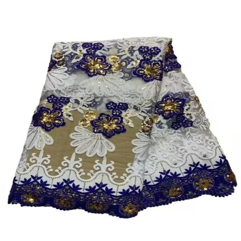 

2023 High Quality Nigerian Lace Fabric Embroidery French Tulle Lace African Sequins Lace Fabric 5 Yards for Wedding Party