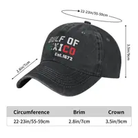 Unisex  Gulf of Mexico Est 1672 Print Hat Classic Distressed Denim Mexican Pride Baseball Cap Adjustable 2