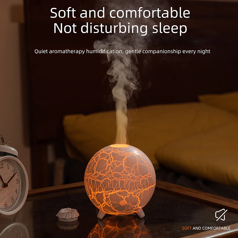 Diffusore Di Aromi Vulcano A Fiamma, Umidificatore 360ml, 2 Modalità Di Spruzzo, Timer 2/8 Ore, Silenzioso, Con Luci Rosse E Blu, Per Casa E Ufficio