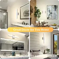 LED ห้องน้ํา Vanity Light Bar 16 นิ้ว 9W สีดํา IP44 ห้องน้ําโคมไฟเหนือกระจกโมเดิร์น Bath Wall โคมไฟ Sconce 6