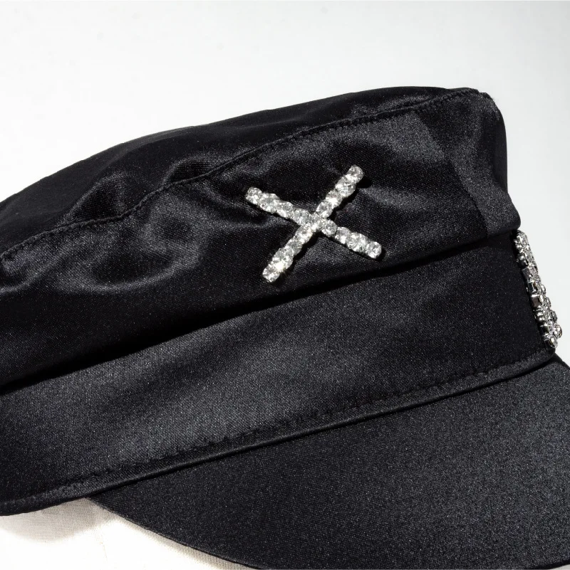 Fashion Luxury Diamond Letter Stain Newsboy Cap for Women Crystal-embellished Baker Boy Caps S-XL Different Head Size cotton newsboy cap