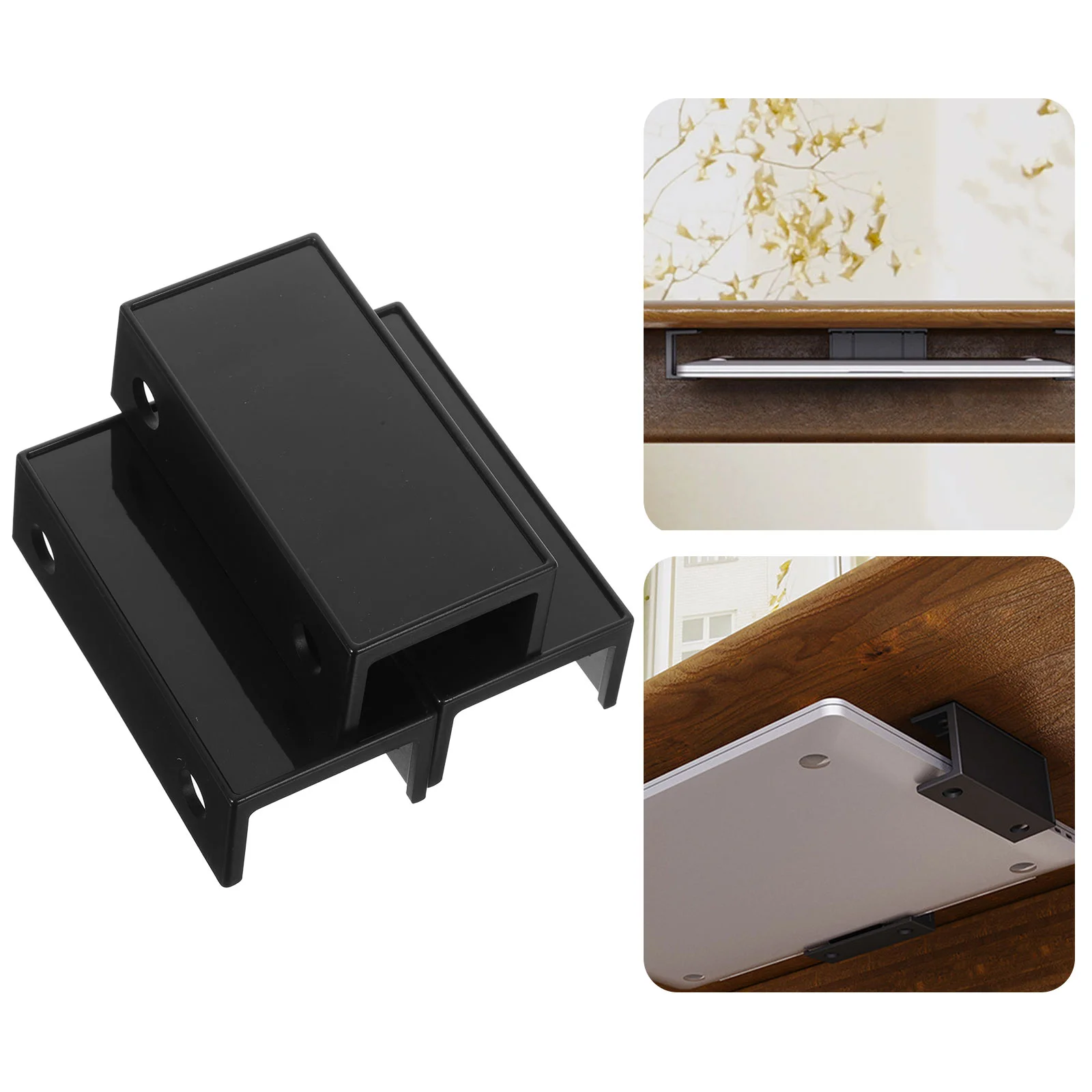 

Under Desk Laptop Stand Keyboard Router Wall Mount Bracket (Black) Holder for Computer