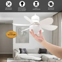 LED Ceiling Fan Light Bedroom Living Room Flower Colorful Six Blade Rotating White Lights Led Lustre 1