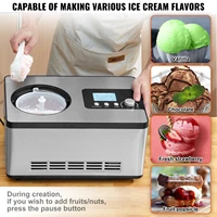 SucceBuy Machine à crème glacée automatique avec compresseur intégré 2 litres sans pré-gel Machine à yaourt aux fruits Machine à sorbet électrique 5