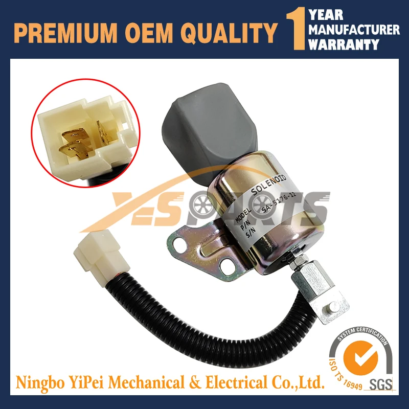 

12V Электромагнит отключения подачи топлива SA-5176-12 1756ES-12SUC5B1S5 для Kubota D722 D902 Z482
