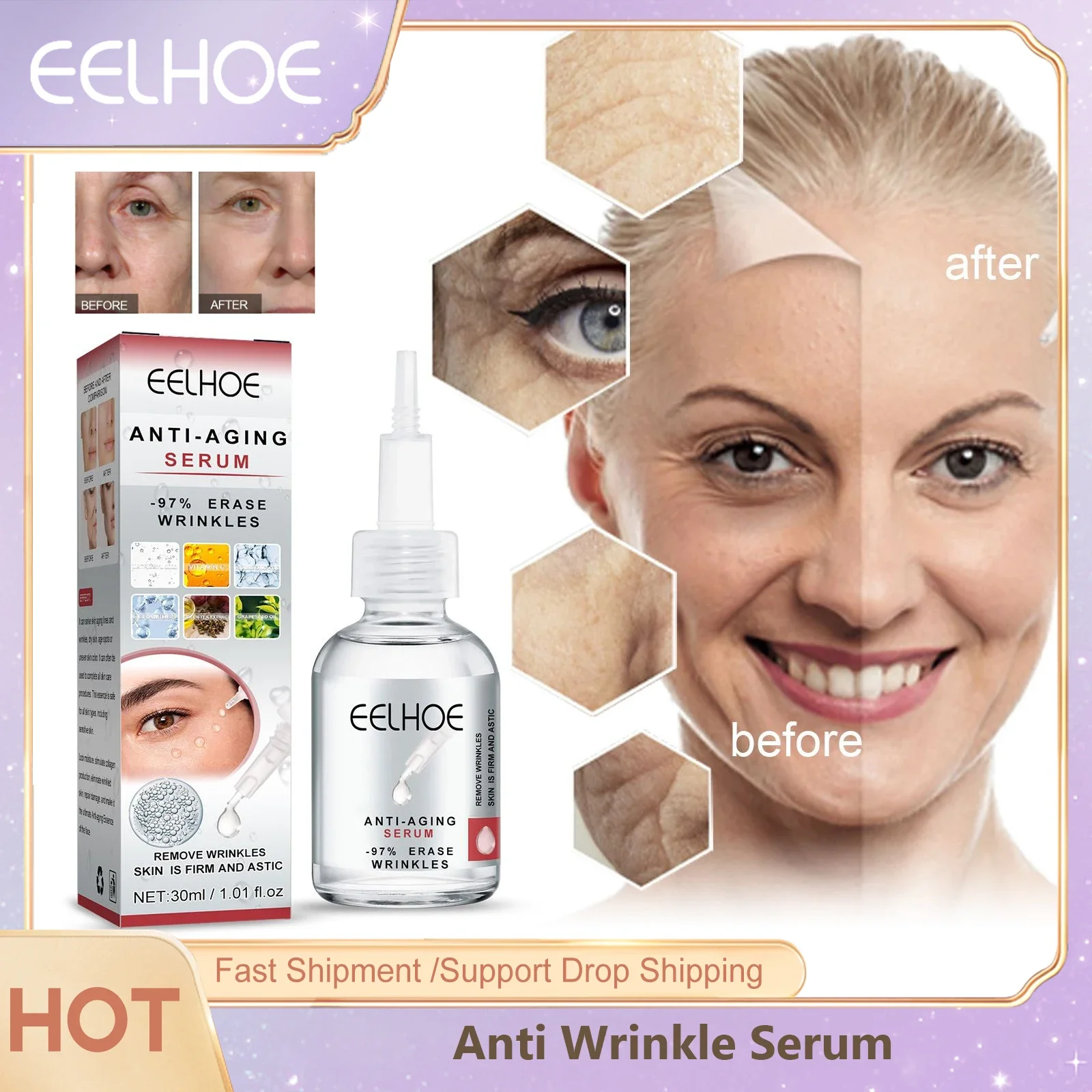 Hyaluronic Acid Serum Deep Anti Wrinkle Moisturizer Brightening Repair Damaged Skin Lifting Firming Whitening Anti Aging Essence