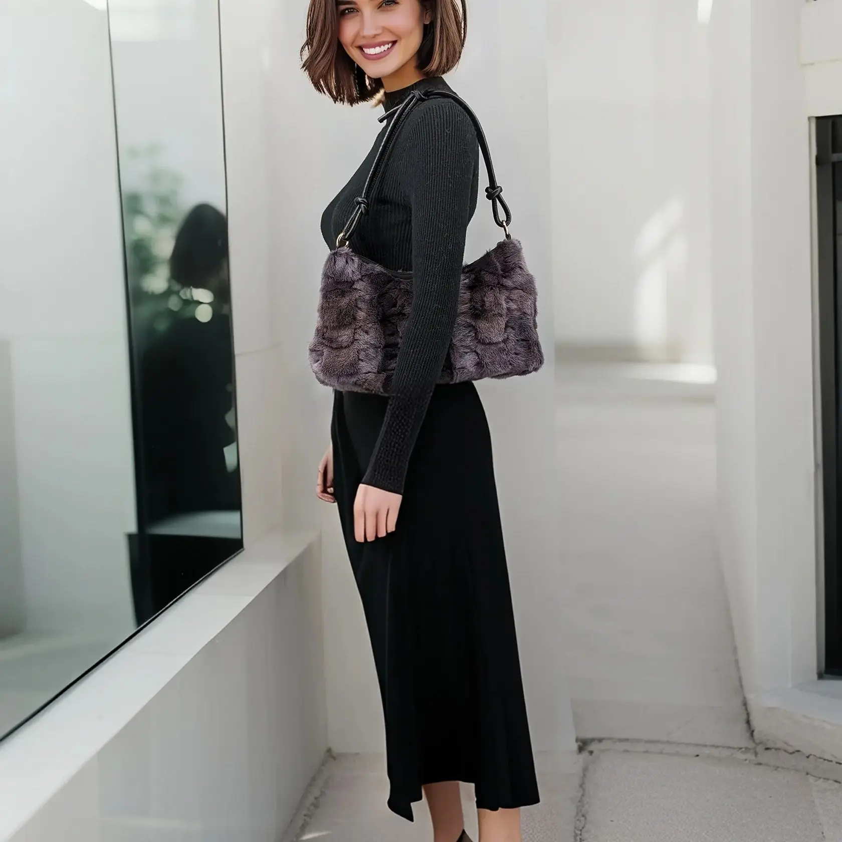 mink fur bag