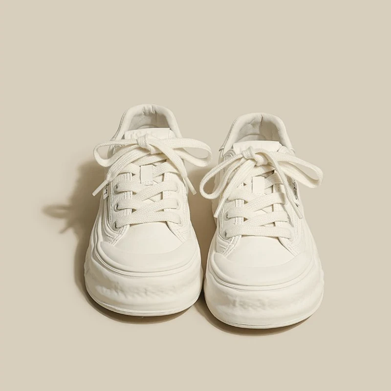 Off White Canvas Women Footwear Lace Up Flat Ladies Shoes Walking Shoe Trends 2023 Promozione Di Spedizione Gratuita Nuova Offerta Su Urban