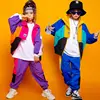 Boys Hip Hop Contrast Coat Girls Jazz Joggers Clothes Set Kids Street Dance Patchwork Jacket Sweatpants Child Costume Streetwear 1