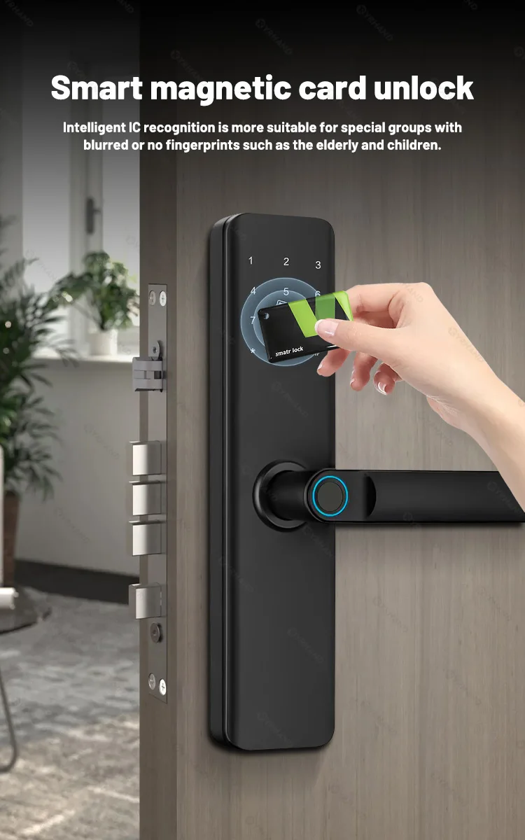 cerradura inteligente Unlock Fingerprint IC Card Password Mode Temporary Passwor