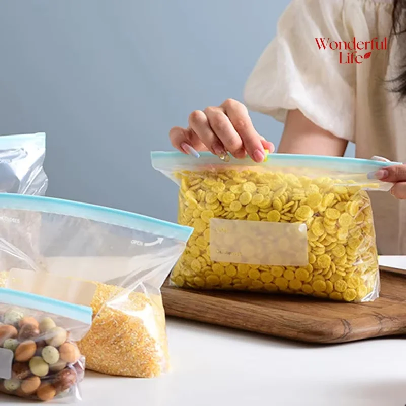 Reusable Food Grade Zipper Lock Storage Bags for Kitchen and Pantry Organization - 10/45 Pack