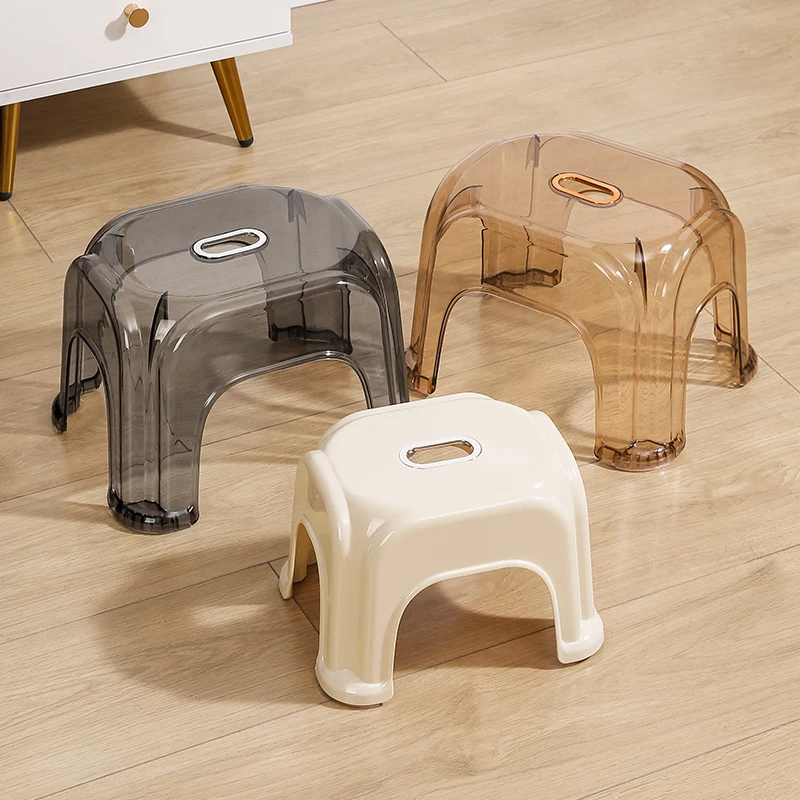 

Minimalist Style Plastic Step Stool - Creative Child-Friendly Bench - Transparent Home Shoe-Changing Stool - Living Room Stool