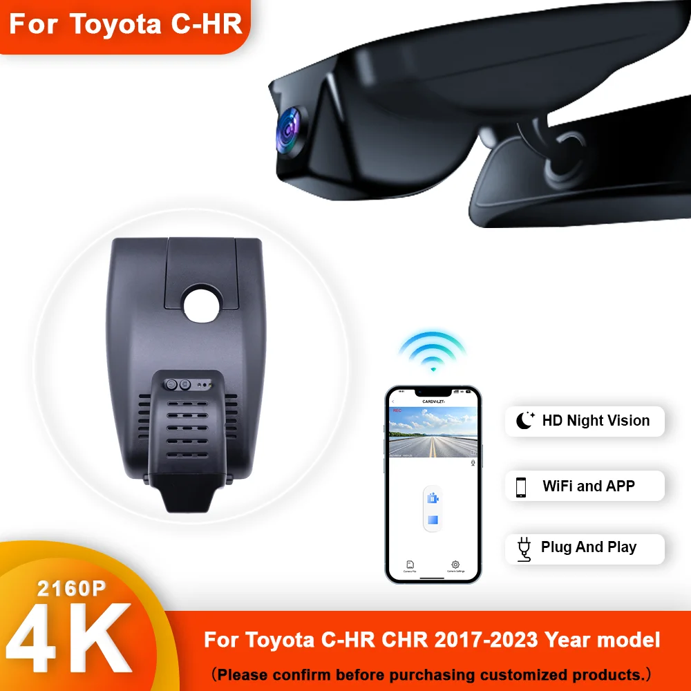 4K HD 2160P Plug and play DashCam For Toyota C-HR CHR Year model Front and Rear WIFI APP Car Dvr