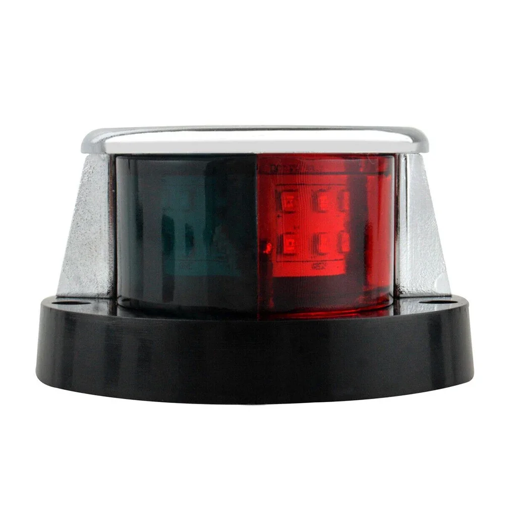 Boat LED Navigation Sailing Light Marine 12V Two-colour Signal Light Lamp Plastic Red+Green W/Chrome Housing And Mounting Screws