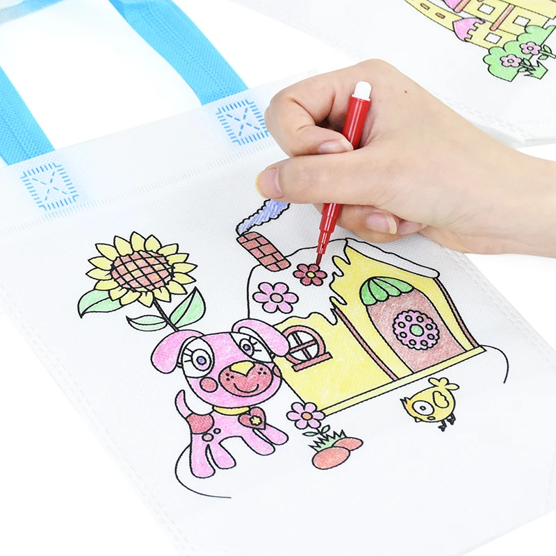 20 Sacchetti Fai Da Te Per Bambini Da Colorare - Borse In Tessuto Non Tessuto Con 24 Matite, Attività Creativa Per Festa - 2