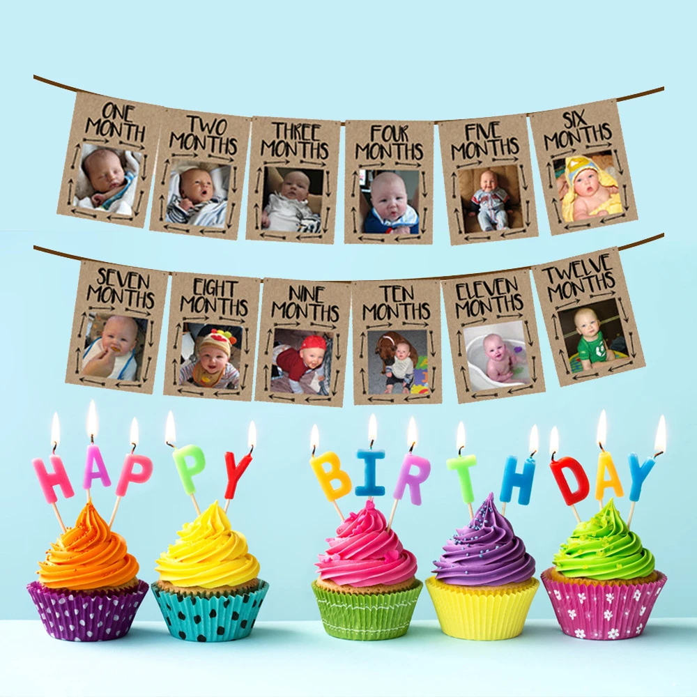 Happy Birthday To One Year Old Boy 12 Month Wild One Photo Birthday Banner Baby First Happy Birthday  Decorations Garland 1St Baby Boy Girl One Year Party Supplies|Banners,  Streamers & Confetti| - Aliexpress