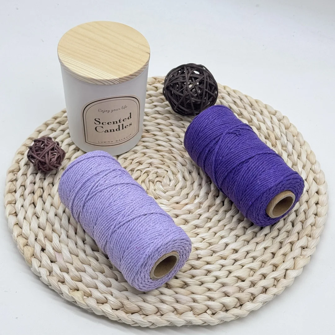 2mm 100M(3937") Cotton Macrame Cord Rope String Twisted Twine Braided Crafts Handwork DIY Home Textile Christmas Party Decor