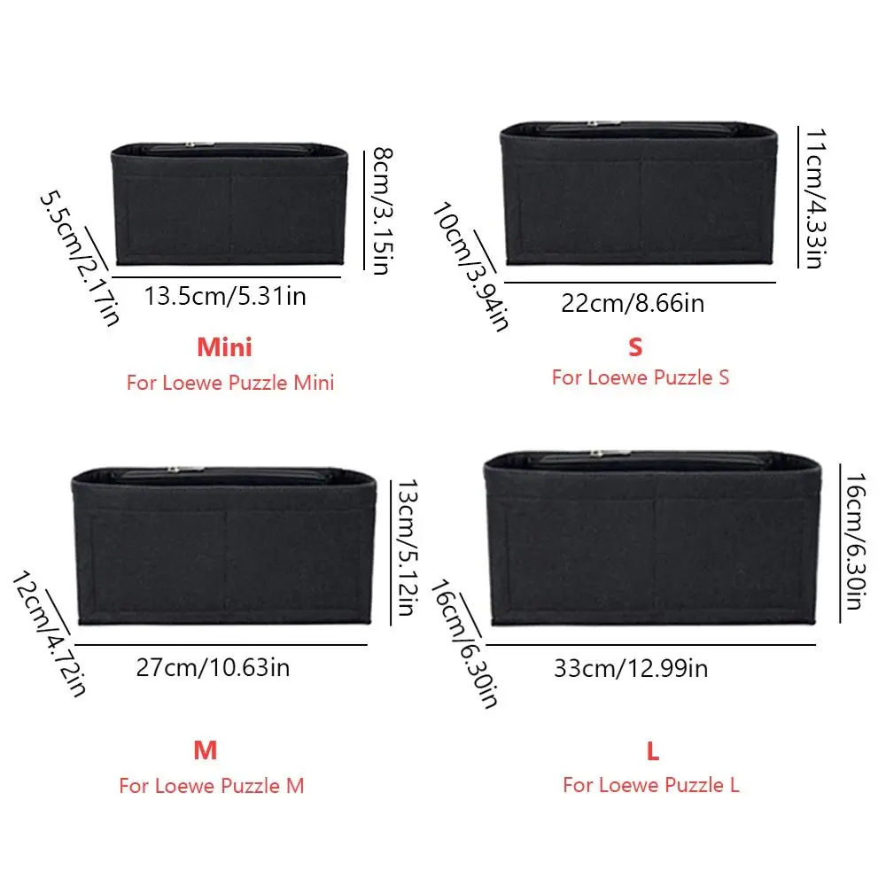 Felt Handbag Insert Bag Large Capacity Bag Support Purse Liner Storage Organization Multi-Pocket Internal Bag for Loewe Puzzle